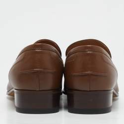 Gucci Brown Leather Brixton Loafers Size 40