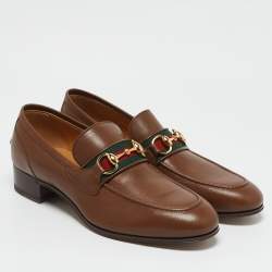 Gucci Brown Leather Brixton Loafers Size 40