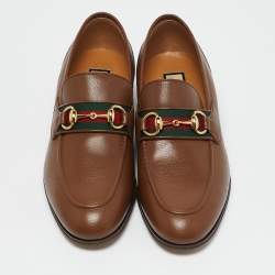 Gucci Brown Leather Brixton Loafers Size 40