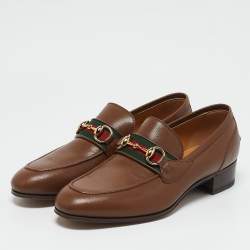 Gucci Brown Leather Brixton Loafers Size 40