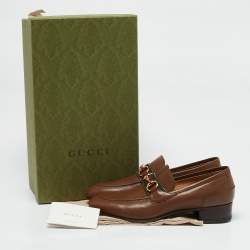 Gucci Brown Leather Brixton Loafers Size 40