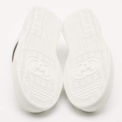 مملوكة مسبقًا Gucci White Leather Chunky B Web Low Top Sneakers Size 41.5