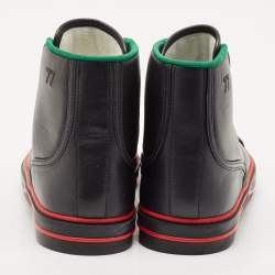Gucci Black Leather Tennis 1977 High Top Sneakers Size 47
