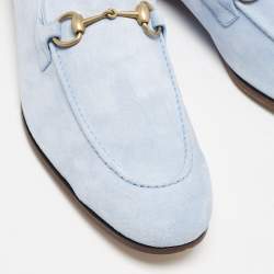 Pre Owned Gucci Blue Suede Jordaan Loafers Size 46