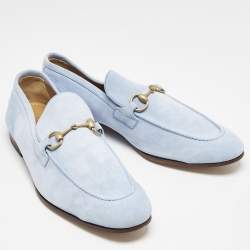Pre Owned Gucci Blue Suede Jordaan Loafers Size 46