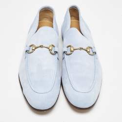 Pre Owned Gucci Blue Suede Jordaan Loafers Size 46