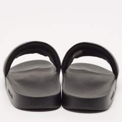 Gucci Black/White Leather Interlocking G Pool Slides Size 42