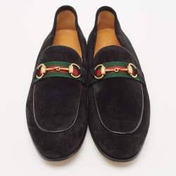Gucci Black Suede Horsebit Foldable Loafers Size 44