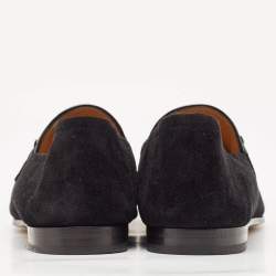 Gucci Black Suede Horsebit Foldable Loafers Size 44