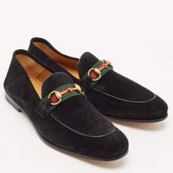 Gucci Black Suede Horsebit Foldable Loafers Size 44