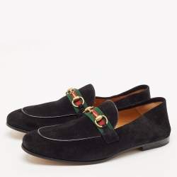 Gucci Black Suede Horsebit Foldable Loafers Size 44