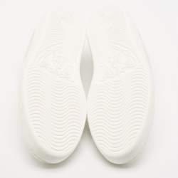 مملوكة مسبقًا Gucci White/Grey Leather Perforated Interlocking G Ace Low Top Sneakers Size 44.5
