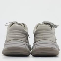 Gucci Grey Leather and Mesh Ripple Sneakers Size 44.5
