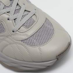 Gucci Grey Leather and Mesh Ripple Sneakers Size 44.5