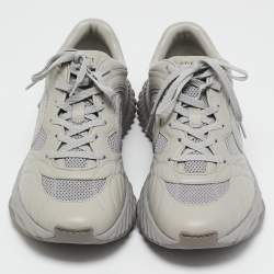 Gucci Grey Leather and Mesh Ripple Sneakers Size 44.5