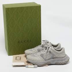 Gucci Grey Leather and Mesh Ripple Sneakers Size 44.5