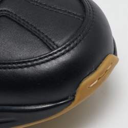 Gucci Black Leather Iridescent Logo Rhyton Sneakers Size 42.5