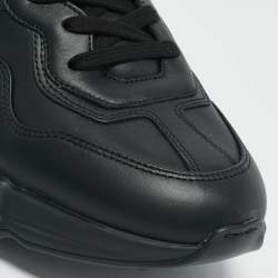 Gucci Black Leather Interlocking G Rhyton Sneakers Size 43.5
