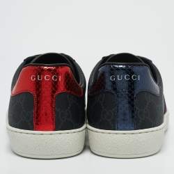 Gucci Black GG Supreme Canvas Ace Low Top Sneakers Size 44