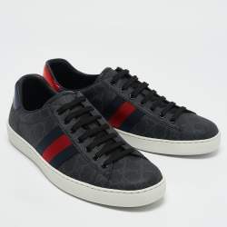 Gucci Black GG Supreme Canvas Ace Low Top Sneakers Size 44