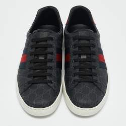 Gucci Black GG Supreme Canvas Ace Low Top Sneakers Size 44