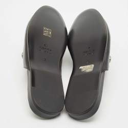 Pre Owned Gucci Black Leather NY Yankees Flat Mules Size 41