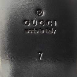 Pre Owned Gucci Black Leather NY Yankees Flat Mules Size 41