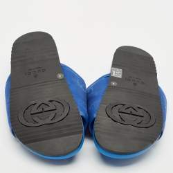 Pre Owned Gucci Blue Jumbo GG Nylon Slide Sandals Size 43