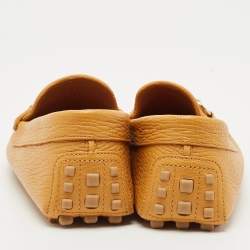 Gucci Mustard Leather Horsebit Driver Loafers Size 41.5