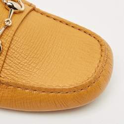 Gucci Mustard Leather Horsebit Driver Loafers Size 41.5