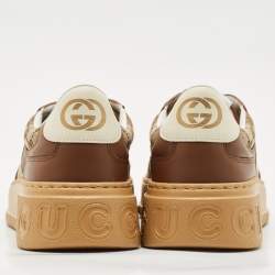 Gucci Beige/Brown GG Canvas and Leather Chunky B Sneakers Size 44.5