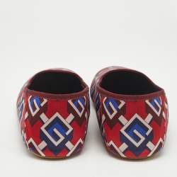 Gucci Red/Blue Geometric G Print Satin Smoking Slippers Size 48