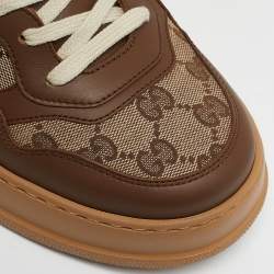 Gucci Beige/Brown GG Canvas and Leather Chunky B Sneakers Size 41