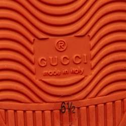 Gucci Orange Perforated Interlocking G Leather Ace Sneakers Size 40.5