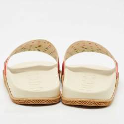 Gucci Multicolor Rubber Web Interlocking G Flat Pool Slides Size 42