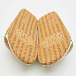 Gucci Multicolor Rubber Web Interlocking G Flat Pool Slides Size 42