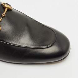 Gucci Black Leather and Fur Lined Princetown Flat Mules Size 44.5