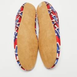 Gucci Red/Blue Geometric G Print Satin Smoking Slippers Size 45