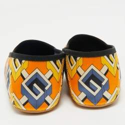 Gucci Orange/Blue Geometric G Print Satin Smoking Slippers Size 42