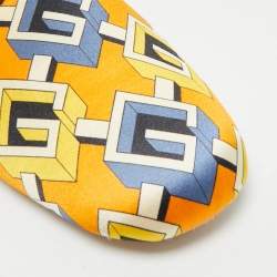 Gucci Orange/Blue Geometric G Print Satin Smoking Slippers Size 42