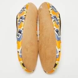 Gucci Orange/Blue Geometric G Print Satin Smoking Slippers Size 42