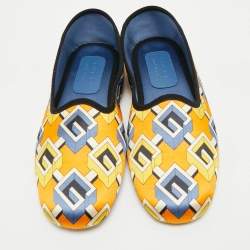 Gucci Orange/Blue Geometric G Print Satin Smoking Slippers Size 42
