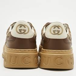 Pre Owned Gucci Beige/Brown GG Canvas and Leather Chunky B Sneakers Size 44.5
