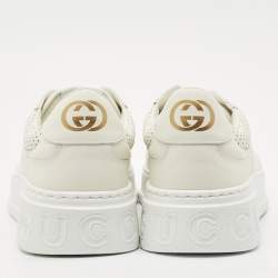 Pre Owned Gucci Off White Jumbo GG Leather Chunky B Sneakers Size 44