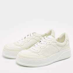 Pre Owned Gucci Off White Jumbo GG Leather Chunky B Sneakers Size 44