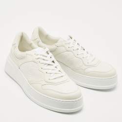 Pre Owned Gucci Off White Jumbo GG Leather Chunky B Sneakers Size 44