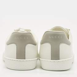 مملوكة مسبقًا Gucci White Perforated Interlocking G Leather Ace Sneakers Size 42