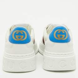 Pre Owned Gucci White Leather Chunky GG Web Low Top Sneakers Size 39.5