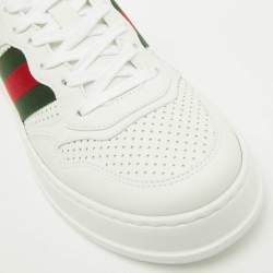 Pre Owned Gucci White Leather Chunky GG Web Low Top Sneakers Size 39.5