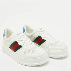 Pre Owned Gucci White Leather Chunky GG Web Low Top Sneakers Size 39.5